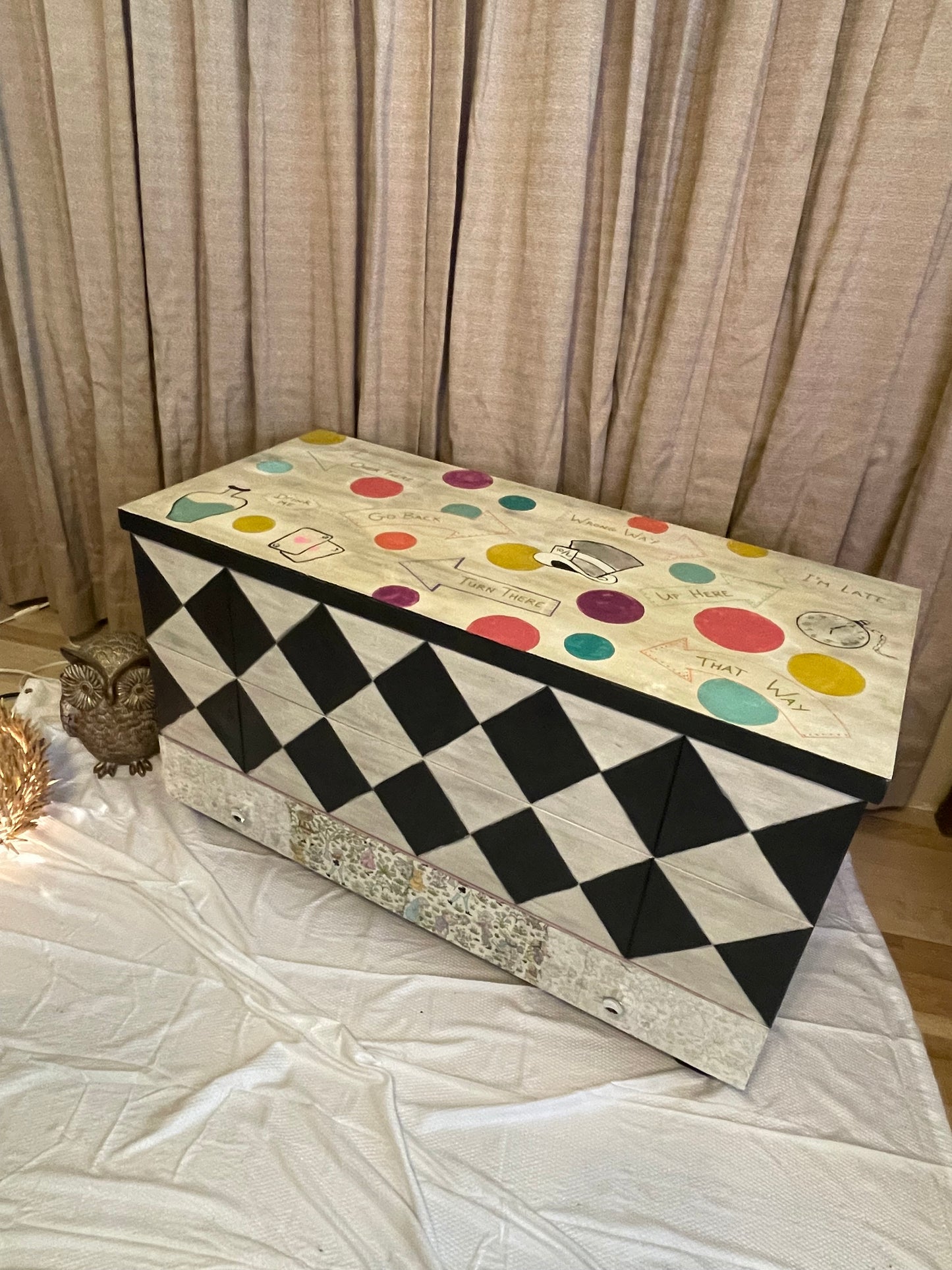 I’m Late! Alice inspired blanket box or toy chest