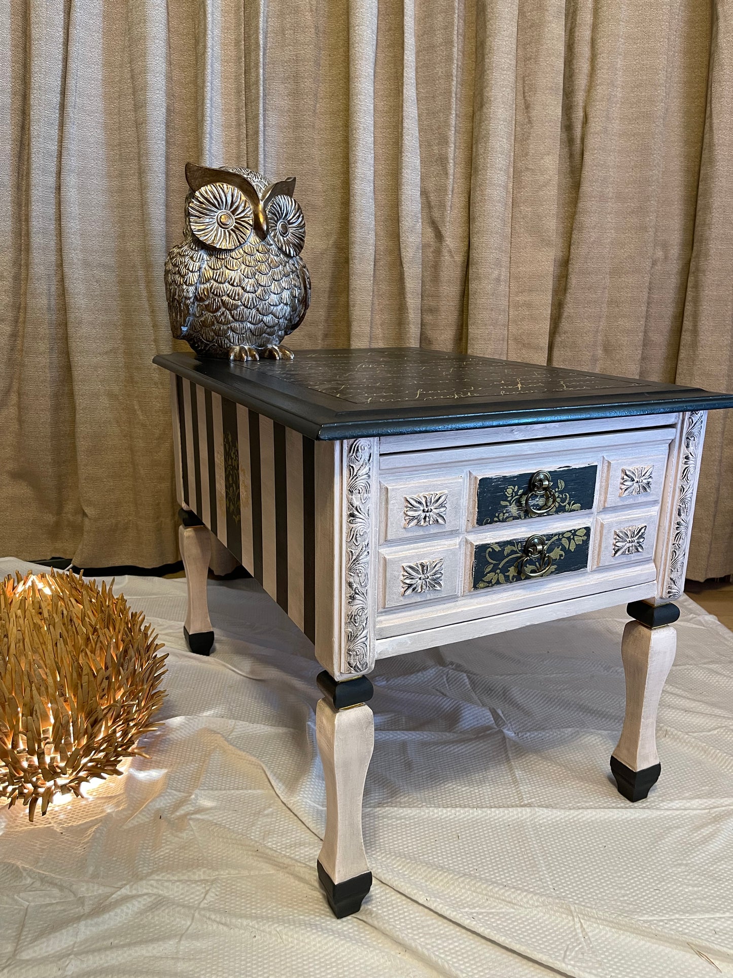 Stripes and Script Side Table