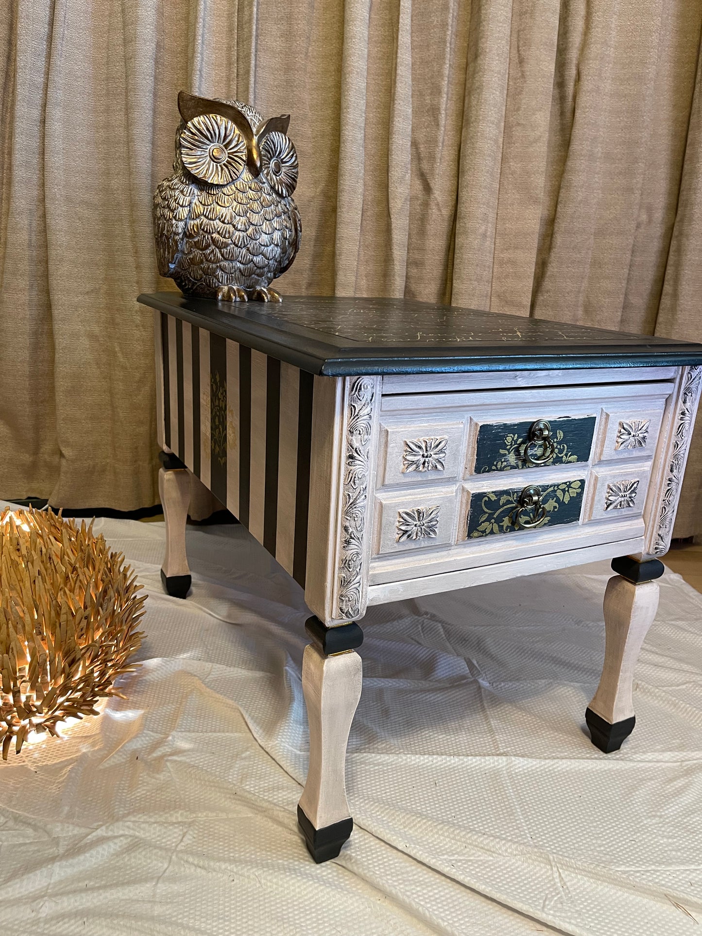 Stripes and Script Side Table