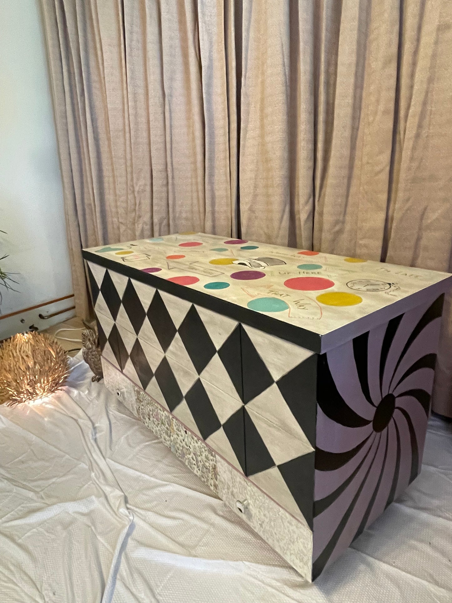 I’m Late!  Alice inspired blanket box or toy chest